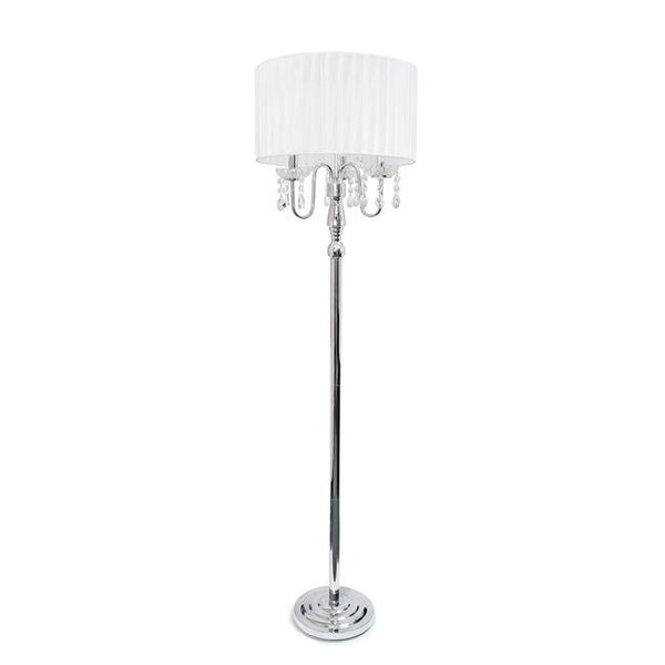 All The Rages All The RagesLF1002-WHT Trendy Sheer Shade Floor Lamp with Hanging Crystals - White LF1002-WHT